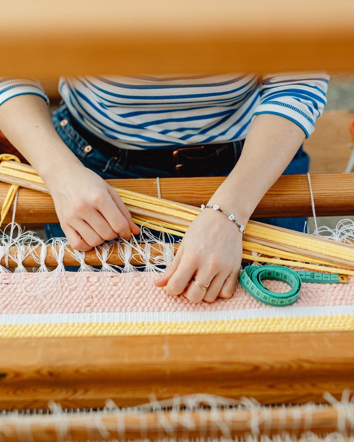 Silk on a loom in Kanchipuram